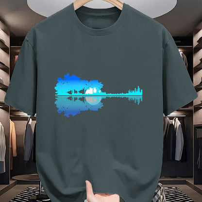 Guitar Lover Shirt, Funny Guitar UnisexT-Shirt/Hoodie/Sweatshirt HLT00 - Guitar Lake Shadow Love Guitar Musician T-Shirt (1)
