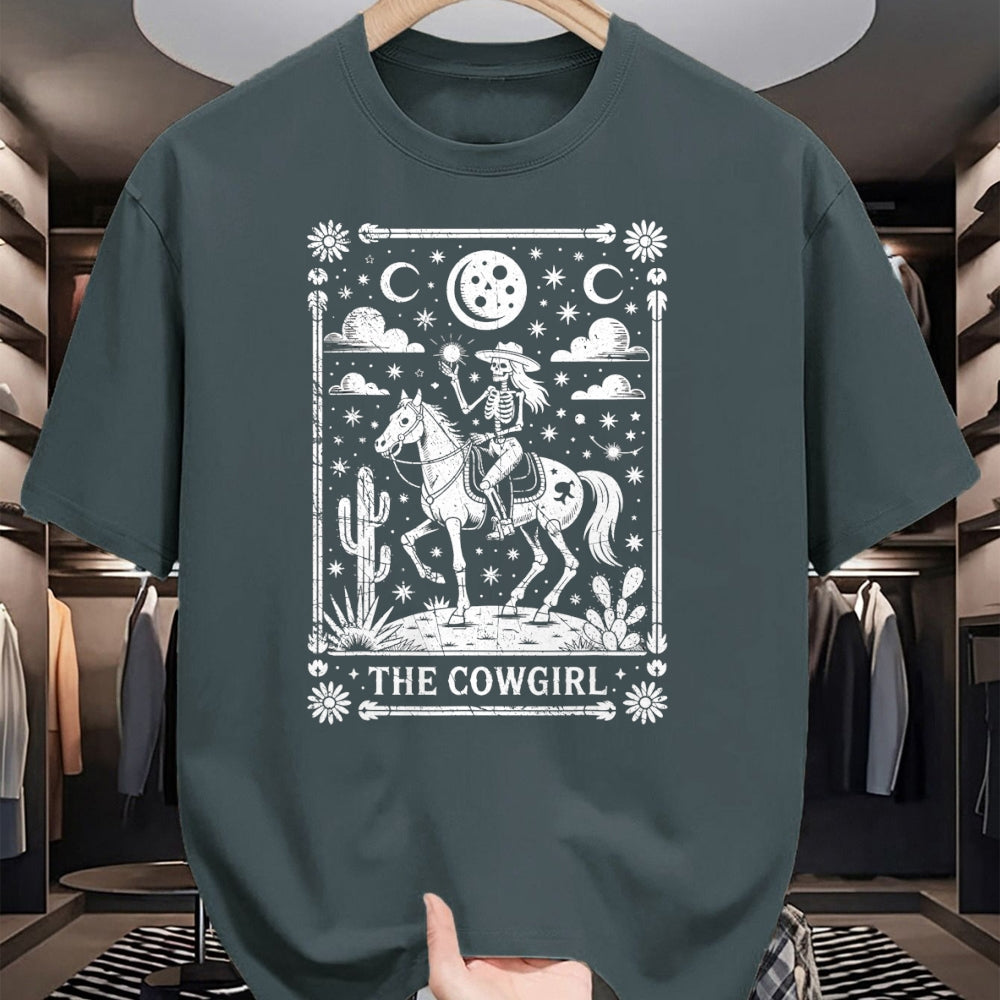 Best Horse Lover Shirt , Funny Horse UnisexT-Shirt/Hoodie/Sweatshirt HLT00 - Skeleton Cowgirl Riding Horse Tarot Card Gothic Halloween T-Shirt
