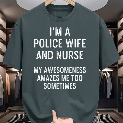 Funny Nurse Shirt, Nurse Unisex T-Shirt/Hoodie/Sweatshirt HLT00 - Police Wife Nurse Life Sometimes RN Mom T-Shirt