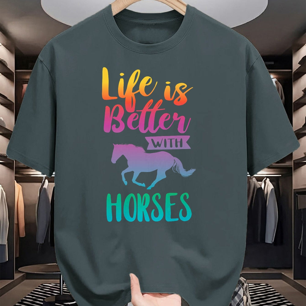 Best Horse Lover Shirt , Funny Horse UnisexT-Shirt/Hoodie/Sweatshirt HLT00 - Cute Life is Better with Horses Horseback Riding T-Shirt
