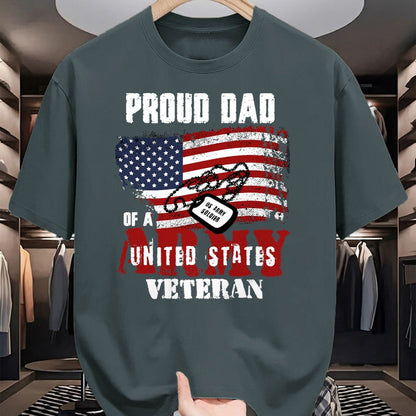 Gift for Dad Shirt, Funny Dad Unisex T-Shirt/Hoodie/Sweatshirt HLT00 – Proud Dad Of A Army Veteran American Flag Father Military T-Shirt