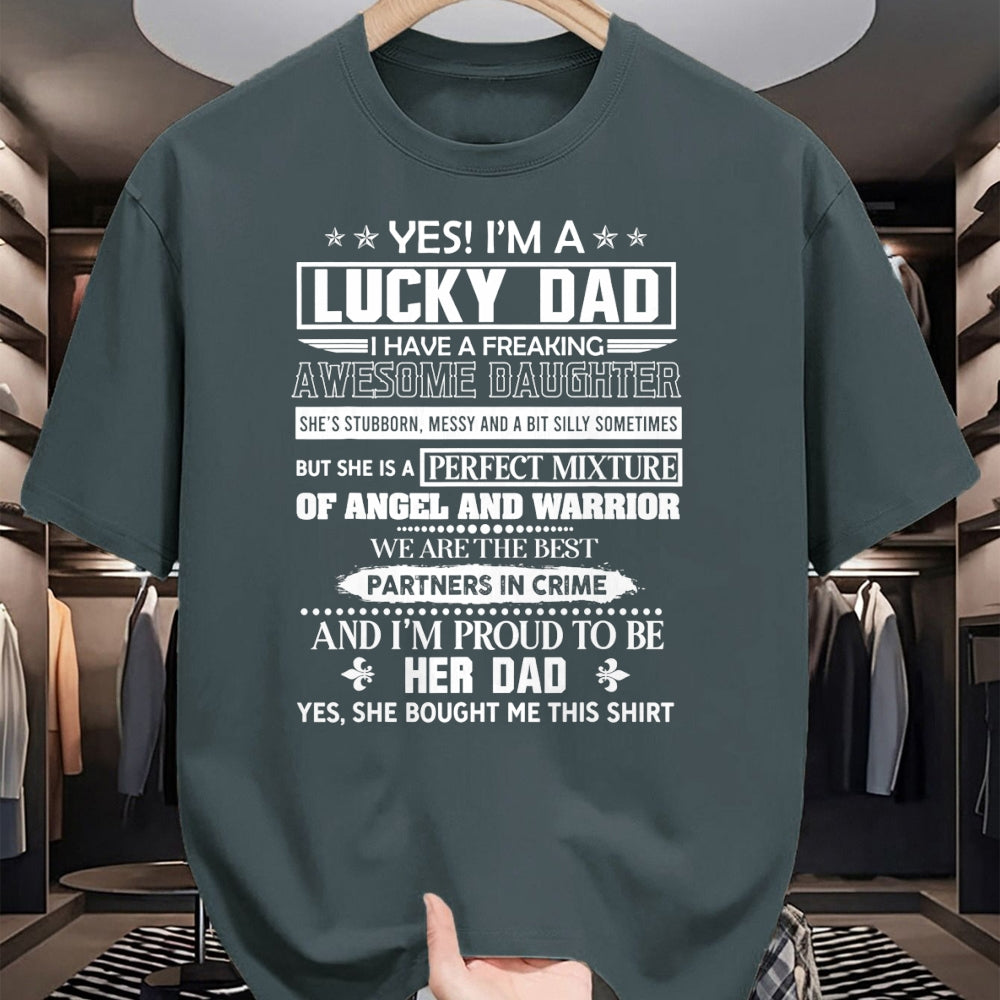 Gift for Dad Shirt, Funny Dad Unisex T-Shirt/Hoodie/Sweatshirt HLT00 – Mens Yes I_m a lucky Dad Awesome Father and Daughter Father s Day T-Shirt