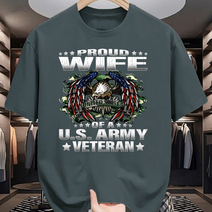 Best Wife Shirt, Wife and Husband Unisex T-Shirt/Hoodie/Sweatshirt HLT00 - Gift for wife T shirt, lucky wife   Proud Wife Of A US Army Veteran Military Vet's Spouse T-Shirt
