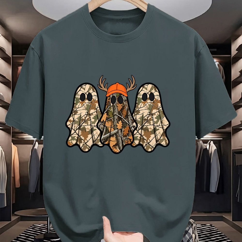 Funny Hunting Shirt, Gift For Hunting Lover Unisex T-Shirt/Hoodie/Sweatshirt HLT00 - Camo Boo Ghost Deer Hunting Season Halloween Men Women Boys T-Shirt