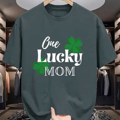 Gift for Mom Shirt, Funny Mom Unisex T-Shirt/Hoodie/Sweatshirt HLT00 - One Lucky Mom St Patricks Day Green Clover Shamrock Mama T-Shirt
