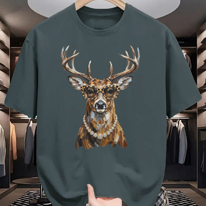 Funny Hunting Shirt, Gift For Hunting Lover Unisex T-Shirt/Hoodie/Sweatshirt HLT00 - Glam Whitetail Deer Wearing Sunglasses Necklace Hunting T-Shirt