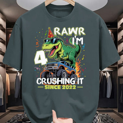Best Dinosaur Lover Shirt, Funny Dinosaur UnisexT-Shirt/Hoodie/Sweatshirt HLT00 - 4th Birthday Monster Truck Dinosaur 4 Years Old Birthday Boy T-Shirt