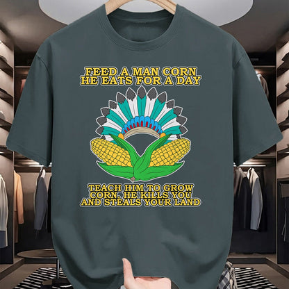 Native American T-Shirts, Vintage Native American Unisex T-Shirt/Hoodie/Sweatshirt HLT00 - Corn Thanksgiving Dark History Native American