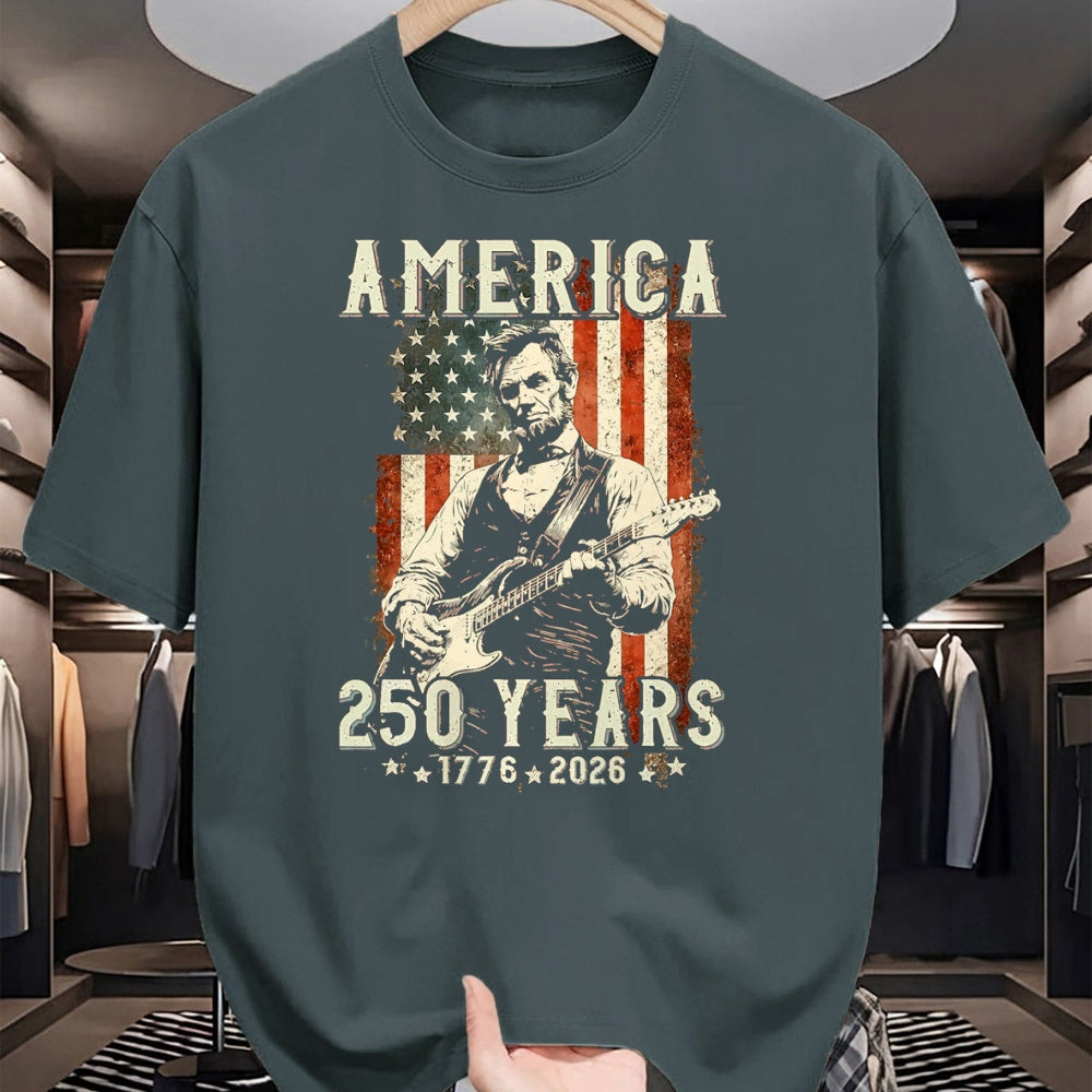 Guitar Lover Shirt, Funny Guitar UnisexT-Shirt/Hoodie/Sweatshirt HLT00 - Vintage Abraham Lincoln Abe Lincoln Playing Guitar 250 Years T-Shirt, Men, Black, 3X-Large