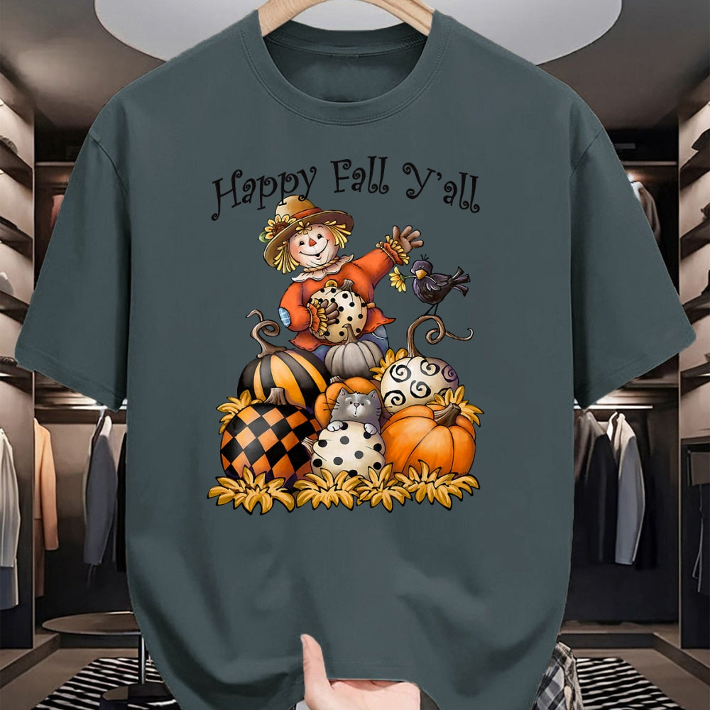 Best Thanksgiving Family Shirt , Funny Thanksgiving UnisexT-Shirt/Hoodie/Sweatshirt HLT00 - Scarecrow Happy Fall Y'all Pumpkin Thanksgiving Halloween T-Shirt