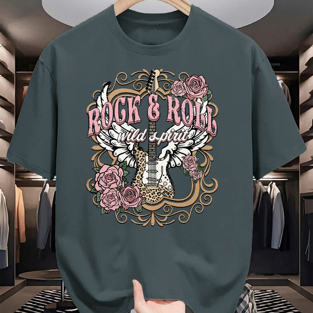 Guitar Lover Shirt, Funny Guitar UnisexT-Shirt/Hoodie/Sweatshirt HLT00 - Vintage Rock n Roll Wild Spirit Lets Rock Guitar Floral T-Shirt