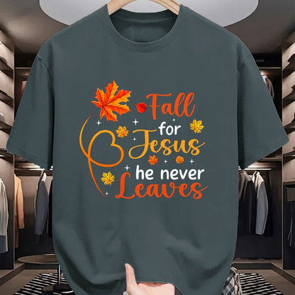 Best Thanksgiving Family Shirt , Funny Thanksgiving UnisexT-Shirt/Hoodie/Sweatshirt HLT00 - Fall for Jesus He Never Leaves Christian Faith Cross Pumpkin T-Shirt