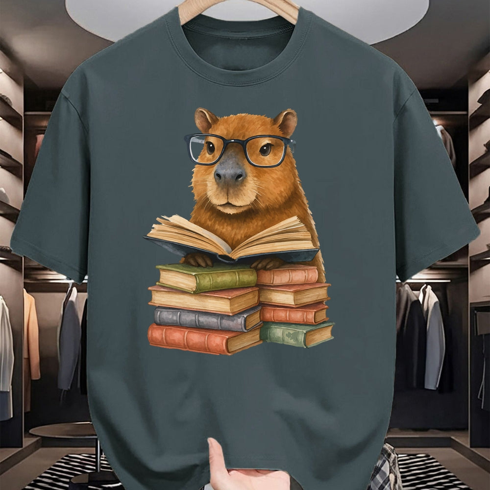 Cute Capybara Shirt, Funny Capybara Unisex T-Shirt/Hoodie/Sweatshirt HLT00 - Cute Capybara Reading Books Funny Animal Capybara Bookworms T-Shirt
