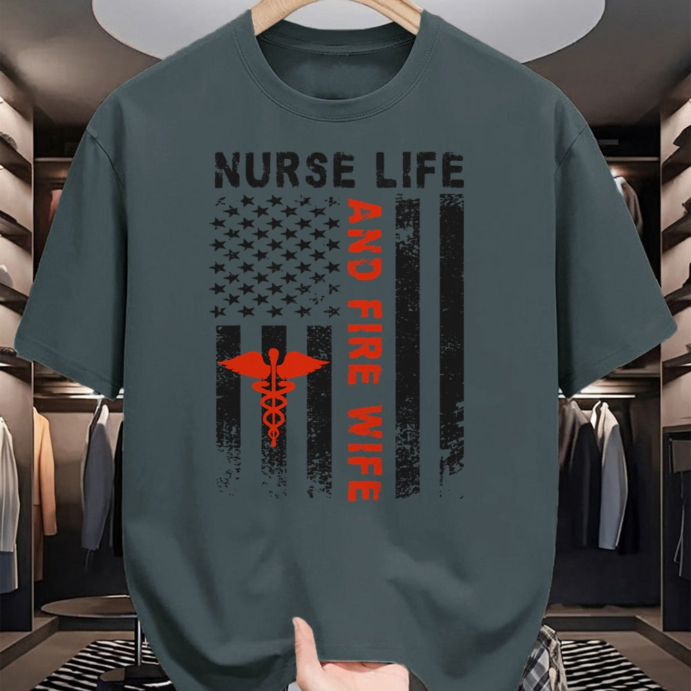 Funny Nurse Shirt, Nurse Unisex T-Shirt/Hoodie/Sweatshirt HLT00 - Fire Wife Nurse Life Firefighter Wife Nurse T-Shirt