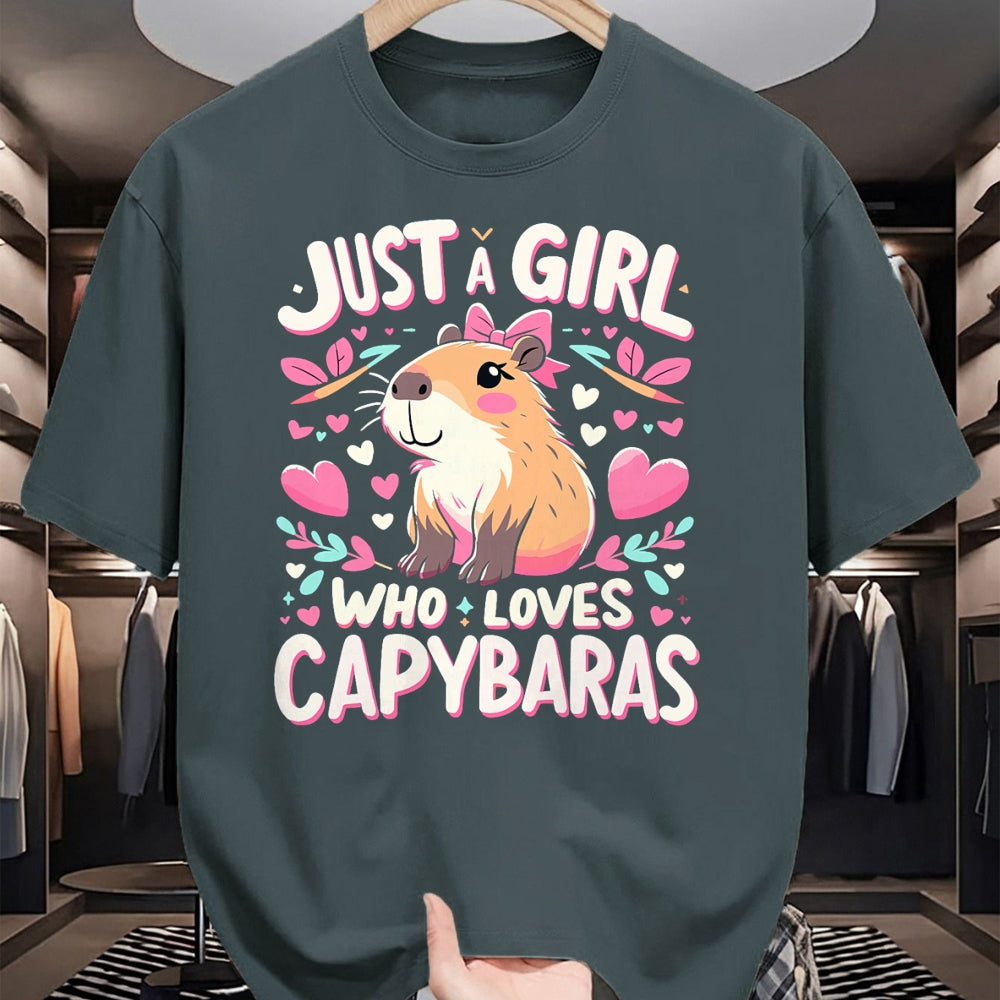 Cute Capybara Shirt, Funny Capybara Unisex T-Shirt/Hoodie/Sweatshirt HLT00 - Just a Girl who Loves Capybaras T-Shirt