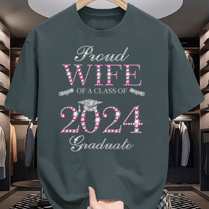 Best Wife Shirt, Wife and Husband Unisex T-Shirt/Hoodie/Sweatshirt HLT00 - Gift for wife T shirt, lucky wife   Proud Wife of a Class of 2024 Graduate T-Shirt
