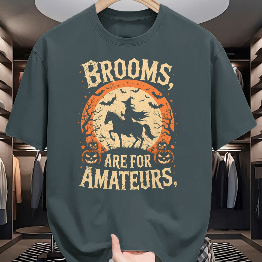Best Horse Lover Shirt , Funny Horse UnisexT-Shirt/Hoodie/Sweatshirt HLT00 - Brooms are for Amateurs Horse Riding Funny Halloween T-Shirt