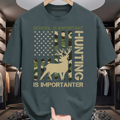 Funny Hunting Shirt, Gift For Hunting Lover Unisex T-Shirt/Hoodie/Sweatshirt HLT00 - School is important but HUNTING is Importanter Deer Hunting T-Shirt (1)