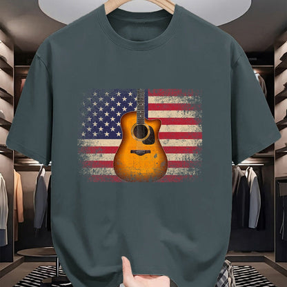 Guitar Lover Shirt, Funny Guitar UnisexT-Shirt/Hoodie/Sweatshirt HLT00 - Guitar 4th of July Gift American Flag USA - Country Music T-Shirt Small