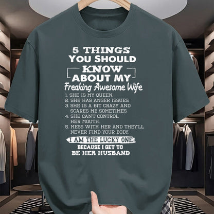 Best Wife Shirt, Wife and Husband Unisex T-Shirt/Hoodie/Sweatshirt HLT00 - Awesome 5 Things You Should Know About My Freaking Wife T-Shirt