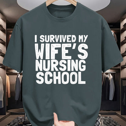 Funny Nurse Shirt, Nurse Unisex T-Shirt/Hoodie/Sweatshirt HLT00 - Survived my wife's nursing school for Husband Nurse T-Shirt