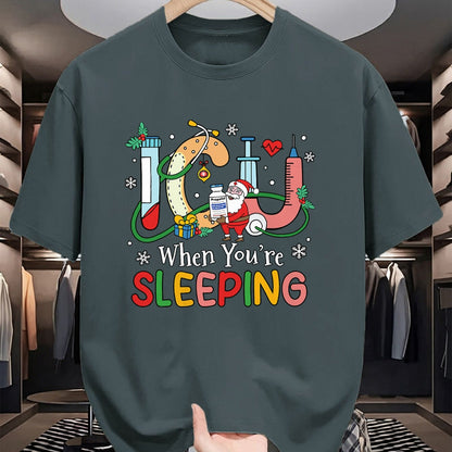 Funny Nurse Shirt, Nurse Unisex T-Shirt/Hoodie/Sweatshirt HLT00 - When You're Sleeping Funny ICU Nurse Christmas T-Shirt