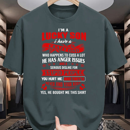 Gift for Dad Shirt, Funny Dad Unisex T-Shirt/Hoodie/Sweatshirt HLT00 – i_m a lucky son i have a crazy dad T-Shirt