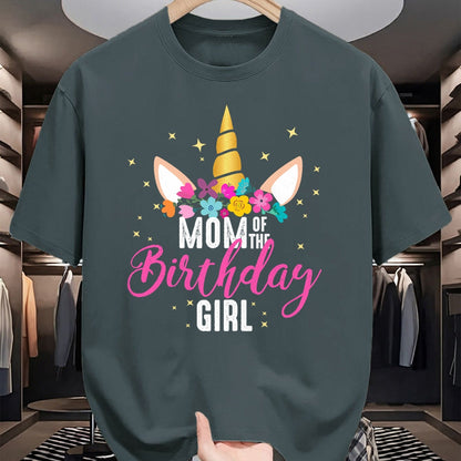Gift for Mom Shirt, Funny Mom Unisex T-Shirt/Hoodie/Sweatshirt HLT00 - Mom Of The Birthday Girl Mother Gifts Unicorn Birthday T-Shirt