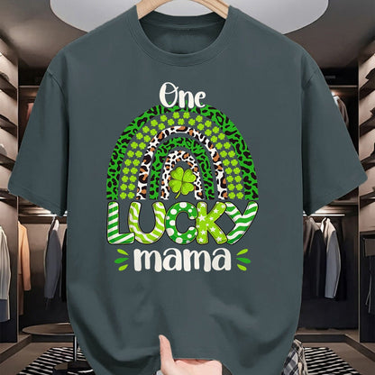 Gift for Mom Shirt, Funny Mom Unisex T-Shirt/Hoodie/Sweatshirt HLT00 - One Lucky Mom Irish Rainbow Leopard St Patricks Day T-Shirt