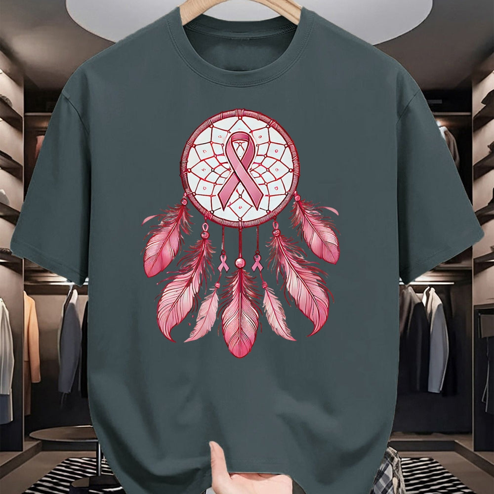 Native American T-Shirts, Vintage Native American Unisex T-Shirt/Hoodie/Sweatshirt HLT00 - Pink Ribbon Native Indian DreamCatcher Art Breast Cancer