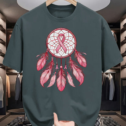 Native American T-Shirts, Vintage Native American Unisex T-Shirt/Hoodie/Sweatshirt HLT00 - Pink Ribbon Native Indian DreamCatcher Art Breast Cancer