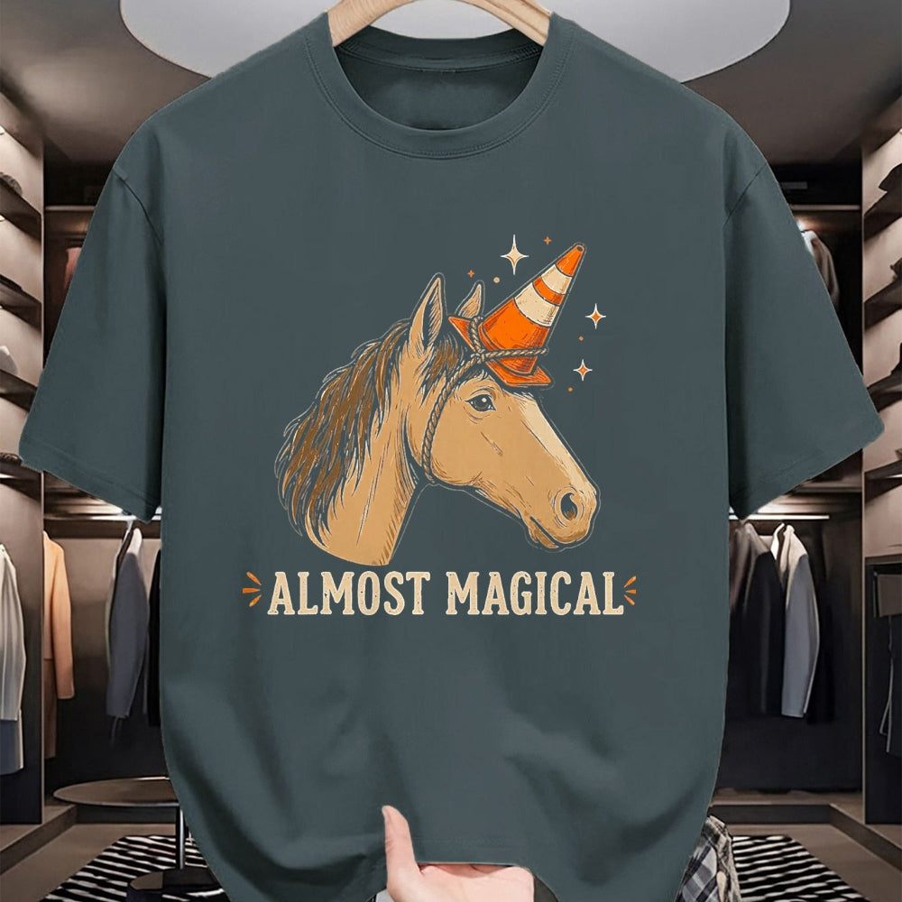 Best Horse Lover Shirt , Funny Horse UnisexT-Shirt/Hoodie/Sweatshirt HLT00 - Almost Magical Funny Horse Unicorn Humor T-Shirt, Men, Black, 3X-Large