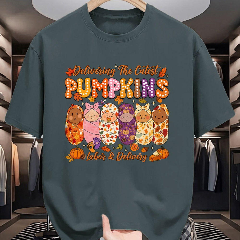 Best Thanksgiving Family Shirt , Funny Thanksgiving UnisexT-Shirt/Hoodie/Sweatshirt HLT00 - Delivering The Cutest Pumpkins Labor and Delivery Nurse Fall T-Shirt