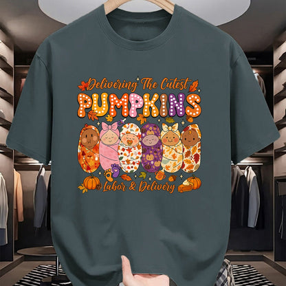 Best Thanksgiving Family Shirt , Funny Thanksgiving UnisexT-Shirt/Hoodie/Sweatshirt HLT00 - Delivering The Cutest Pumpkins Labor and Delivery Nurse Fall T-Shirt