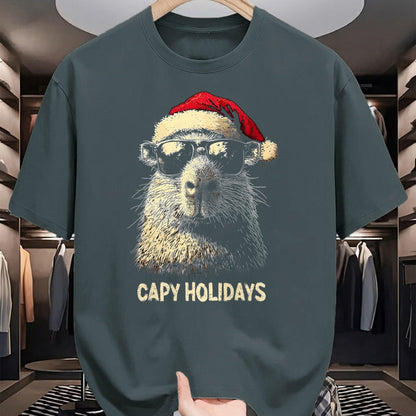 Cute Capybara Shirt, Funny Capybara Unisex T-Shirt/Hoodie/Sweatshirt HLT00 - Funny Christmas Capy Holidays Kids Teens Boys Xmas Capybara T-Shirt