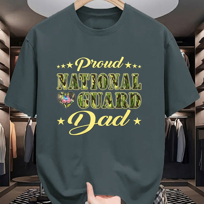 Gift for Dad Shirt, Funny Dad Unisex T-Shirt/Hoodie/Sweatshirt HLT00 – Proud National Guard Dad Dog Tags Heart Military Father Gift T-Shirt
