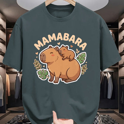 Cute Capybara Shirt, Funny Capybara Unisex T-Shirt/Hoodie/Sweatshirt HLT00 - Mamabara Capybara Mother T-Shirt (2)