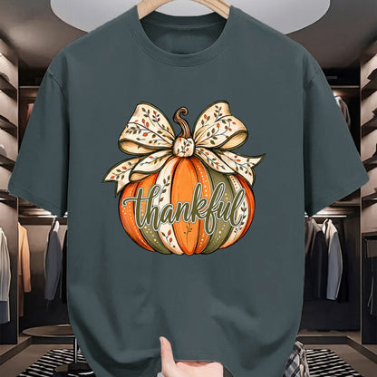 Best Thanksgiving Family Shirt , Funny Thanksgiving UnisexT-Shirt/Hoodie/Sweatshirt HLT00 - Thankful Pumpkin Bow Fall Autumn Thanksgiving Shirts Women T-Shirt