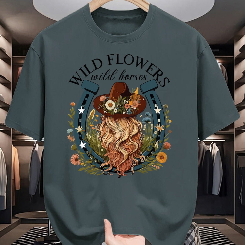 Best Horse Lover Shirt , Funny Horse UnisexT-Shirt/Hoodie/Sweatshirt HLT00 - Wildflowers Wild Horses Western Boho Country Music T-Shirt