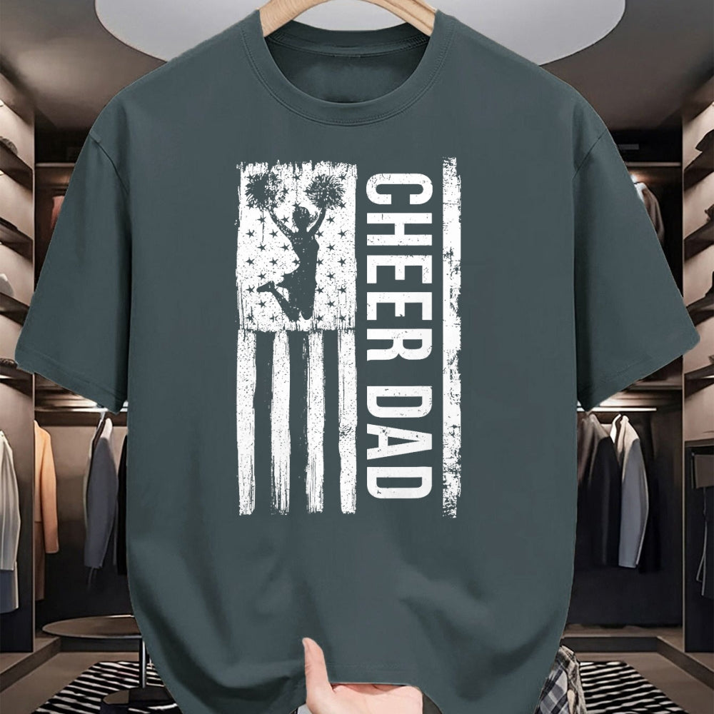 Gift for Dad Shirt, Funny Dad Unisex T-Shirt/Hoodie/Sweatshirt HLT00 – Cheer Dad Cheerleading American Flag Fathers Day Cheerleader T-Shirt