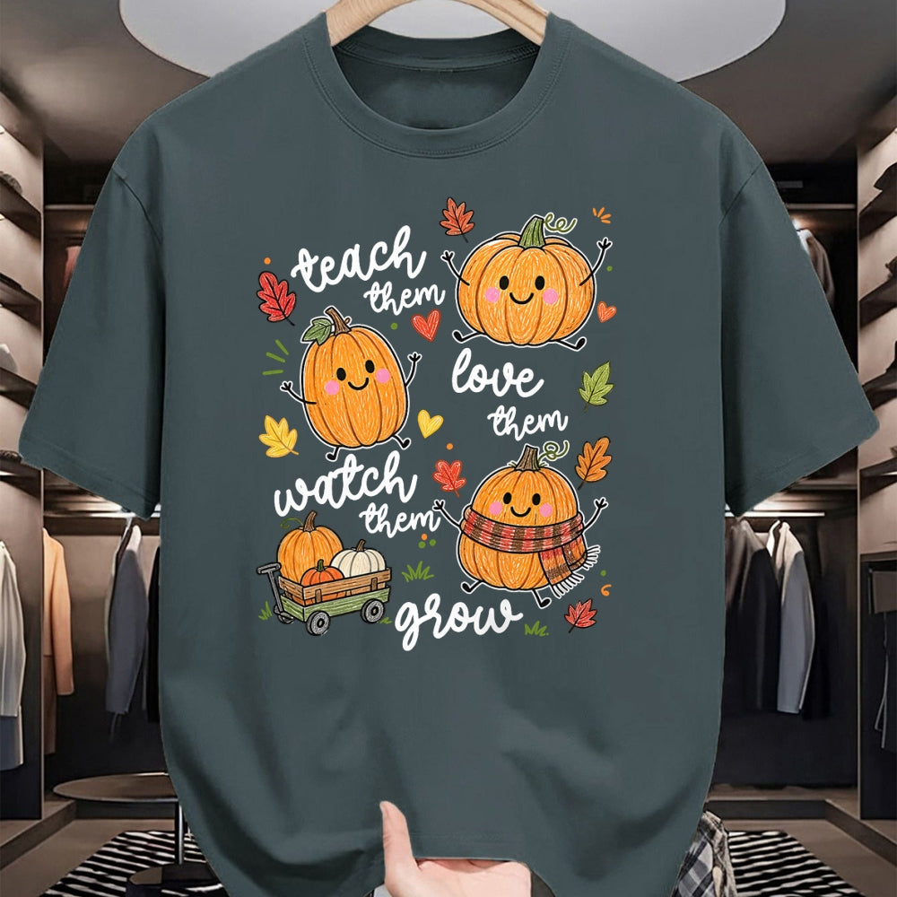 Best Teacher Shirt, Funny Teacher UnisexT-Shirt/Hoodie/Sweatshirt HLT00 - Teach Them Love Them Watch Them Grow Pumpkin Fall Teacher T-Shirt