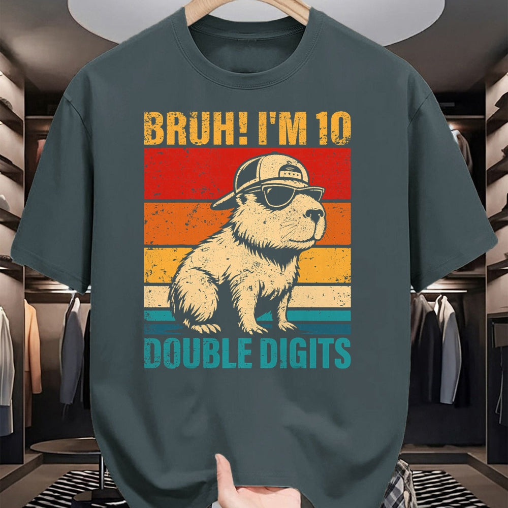 Cute Capybara Shirt, Funny Capybara UnisexT-Shirt/Hoodie/Sweatshirt HLT00 - 10 Years Old Birthday Bruh I_m Double Digits 10th Birthday T-Shirt