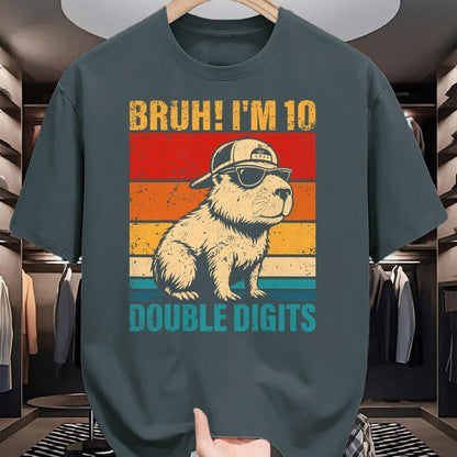 Cute Capybara Shirt, Funny Capybara UnisexT-Shirt/Hoodie/Sweatshirt HLT00 - 10 Years Old Birthday Bruh I_m Double Digits 10th Birthday T-Shirt