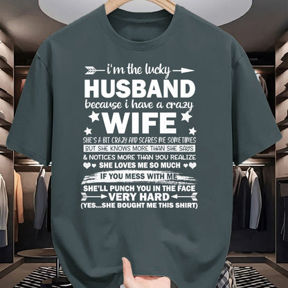 Best Wife Shirt, Wife and Husband Unisex T-Shirt/Hoodie/Sweatshirt HLT00 - Gift for wife T shirt, lucky wife   I Am A Lucky Husband I Have A Crazy Wife Christmas Bday Gift T-S (2)