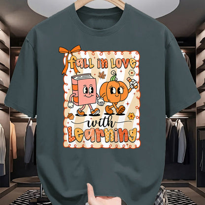 Best Thanksgiving Family Shirt , Funny Thanksgiving UnisexT-Shirt/Hoodie/Sweatshirt HLT00 - Pumpkin Teacher Preppy Fall in Love with Learning Autumn T-Shirt