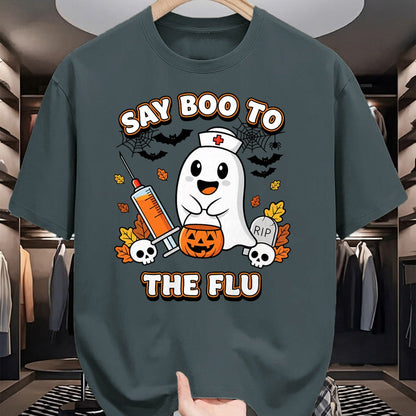 Best Doctor Shirt, Funny Doctor UnisexT-Shirt/Hoodie/Sweatshirt HLT00 - Doctor Say Boo to The Flu Halloween Vaccine Squad T-Shirt
