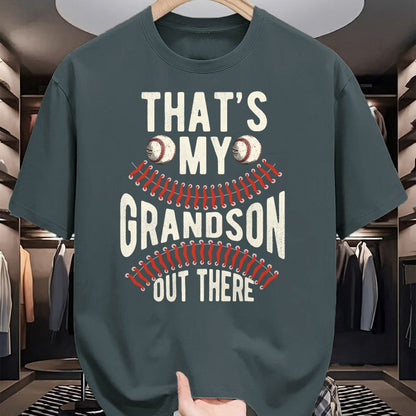 Best Grandpa Shirt, Proud Grandpa Unisex T-Shirt/Hoodie/Sweatshirt HLT00 - That's My Grandson Out There Baseball Men Grandpa Baseball T-Shirt