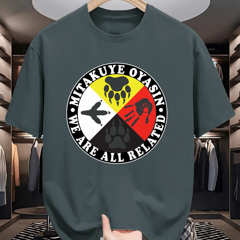 Native American T-Shirts, Vintage Native American Unisex T-Shirt/Hoodie/Sweatshirt HLT00 - Native American Medicine Wheel Mitakuye Oyasin