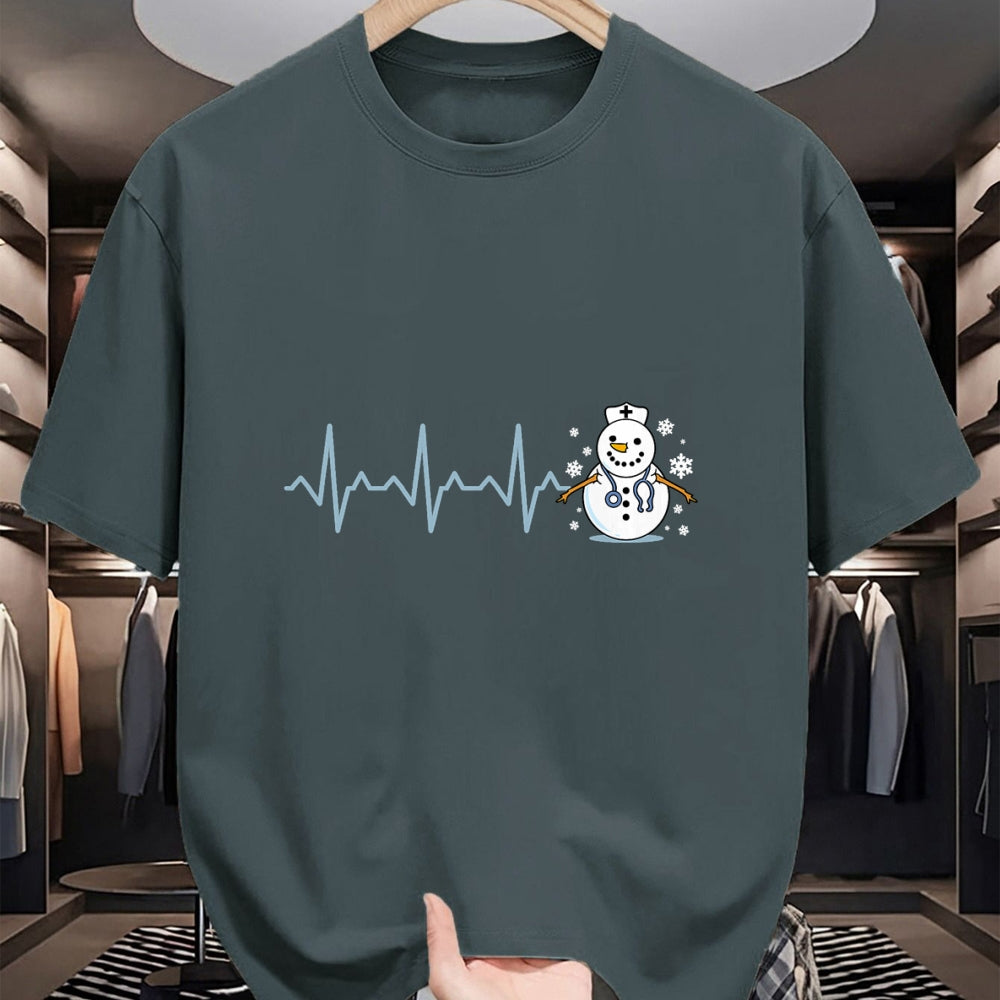 Funny Nurse Shirt, Nurse Unisex T-Shirt/Hoodie/Sweatshirt HLT00 - Heartbeat Nurse Snowman Nurse Christmas T-Shirt
