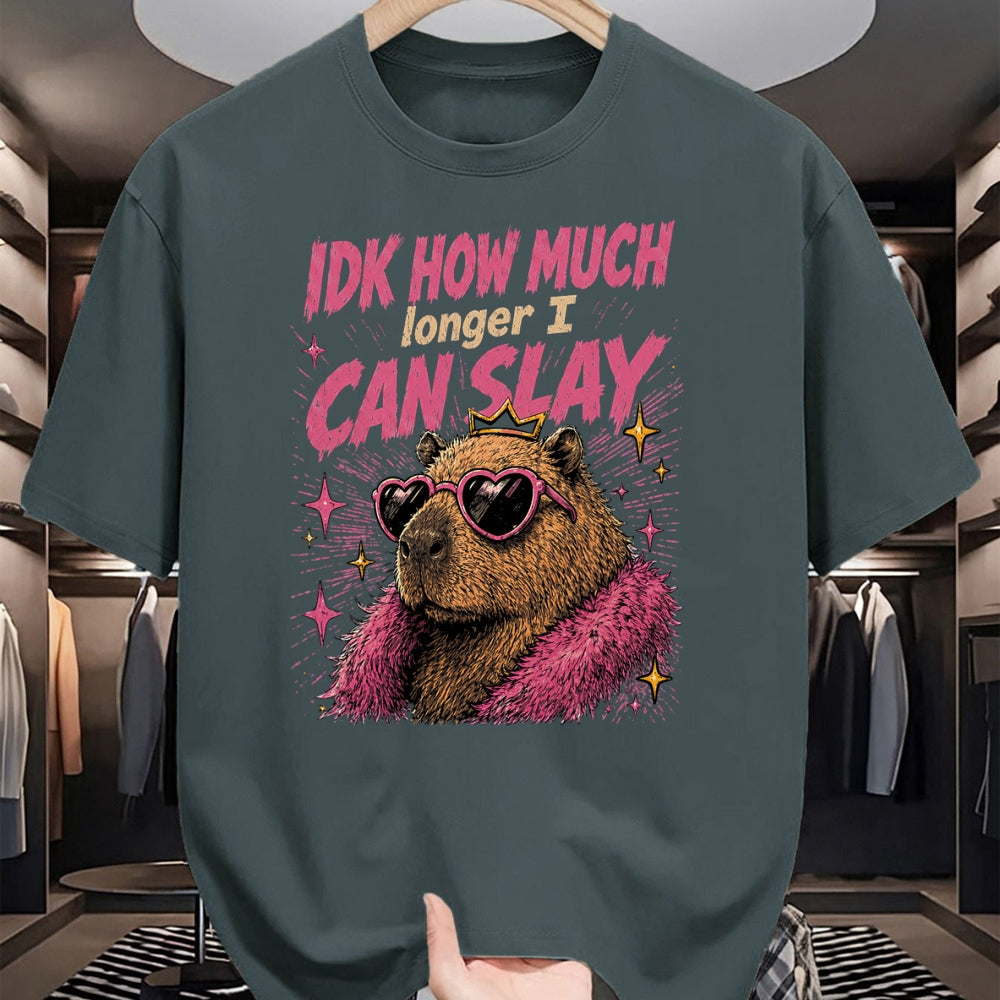 Cute Capybara Shirt, Funny Capybara Unisex T-Shirt/Hoodie/Sweatshirt HLT00 - Funny Capybara IDK How Much Longer I Can Slay Teens Meme T-Shirt